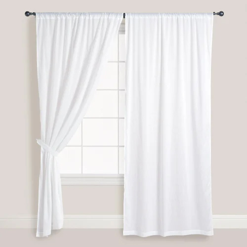 White Cotton Window Curtain - Feature: Anti-Uv