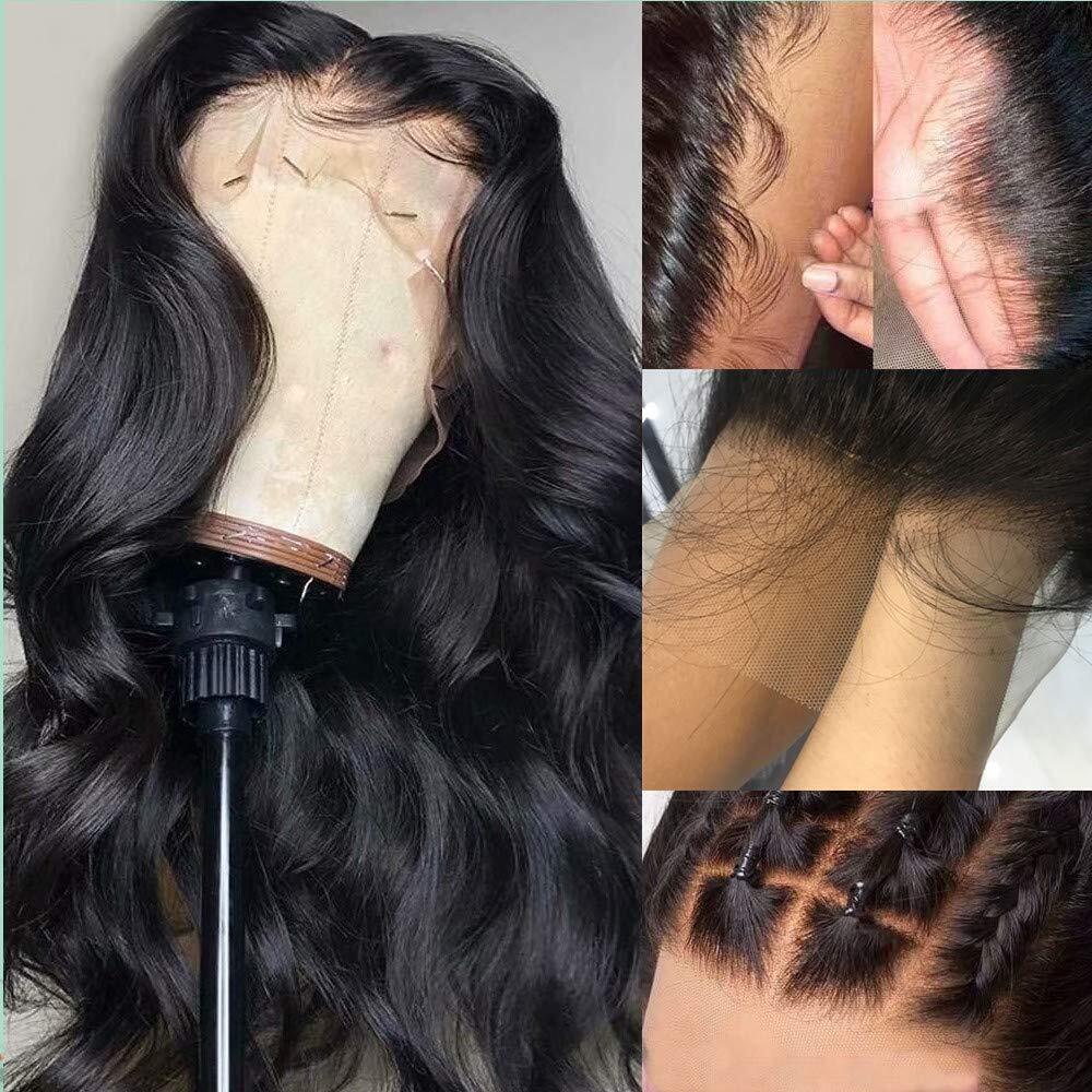 60 Lace front Human Hair Wigs Pre plucked with Bleached Knots for Woman Long Wavy Glueless Full End Wig Brazilian Remy Hair 150% Density 14 Inch