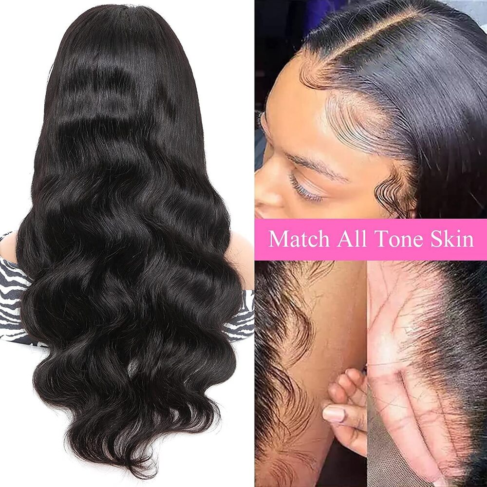60 Lace front Human Hair Wigs Pre plucked with Bleached Knots for Woman Long Wavy Glueless Full End Wig Brazilian Remy Hair 150% Density 14 Inch