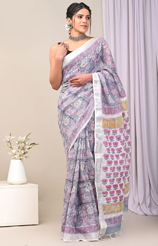 linen silk saree