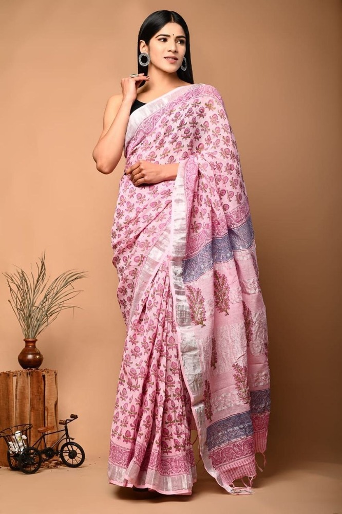 linen silk saree