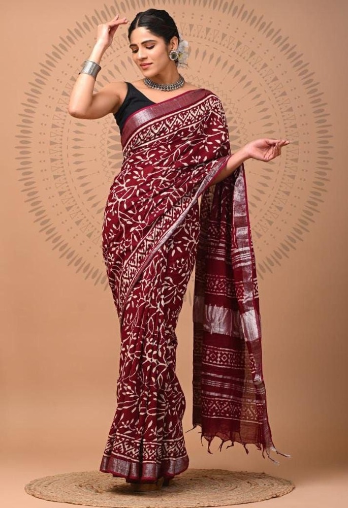linen silk saree