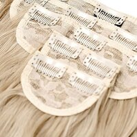 613 Blonde Hair Natural Wavy Clip in Hair Extensions 5-Piece Set Light Blonde