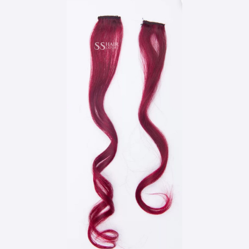 Color Hair Streak Clip In Hair Extensions Real Human Hair | 2PC Side Patch Pair