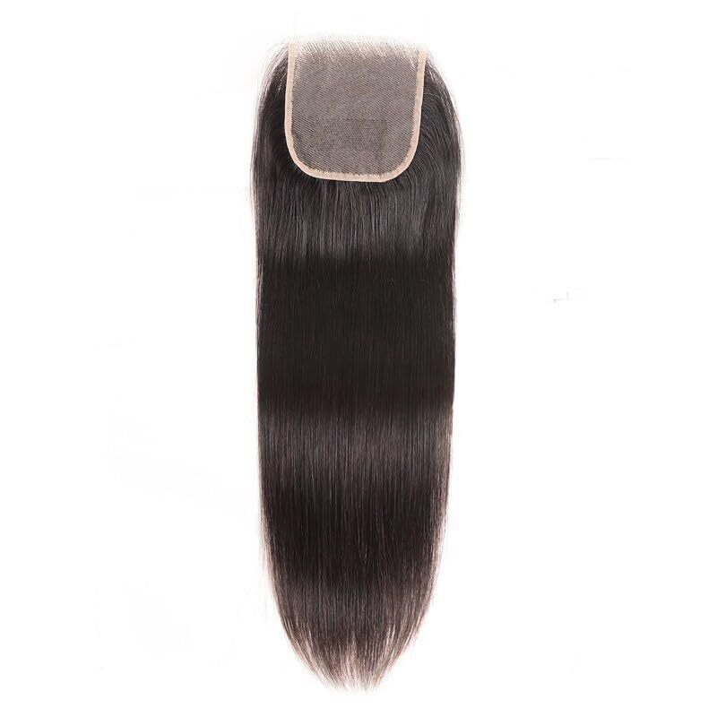 South Indian Temple Remy 4x4 Lace Closure 100% Human Hair, Swiss Lace Natural Black, 18 Inches