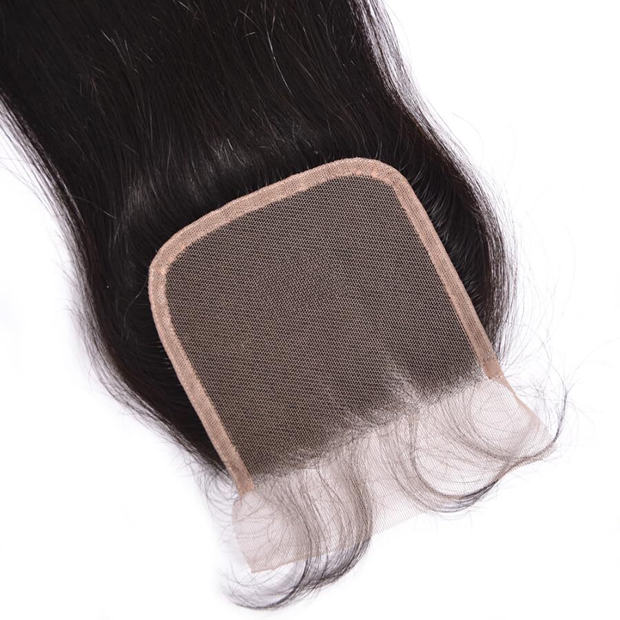 South Indian Temple Remy 4x4 Lace Closure 100% Human Hair, Swiss Lace Natural Black, 18 Inches