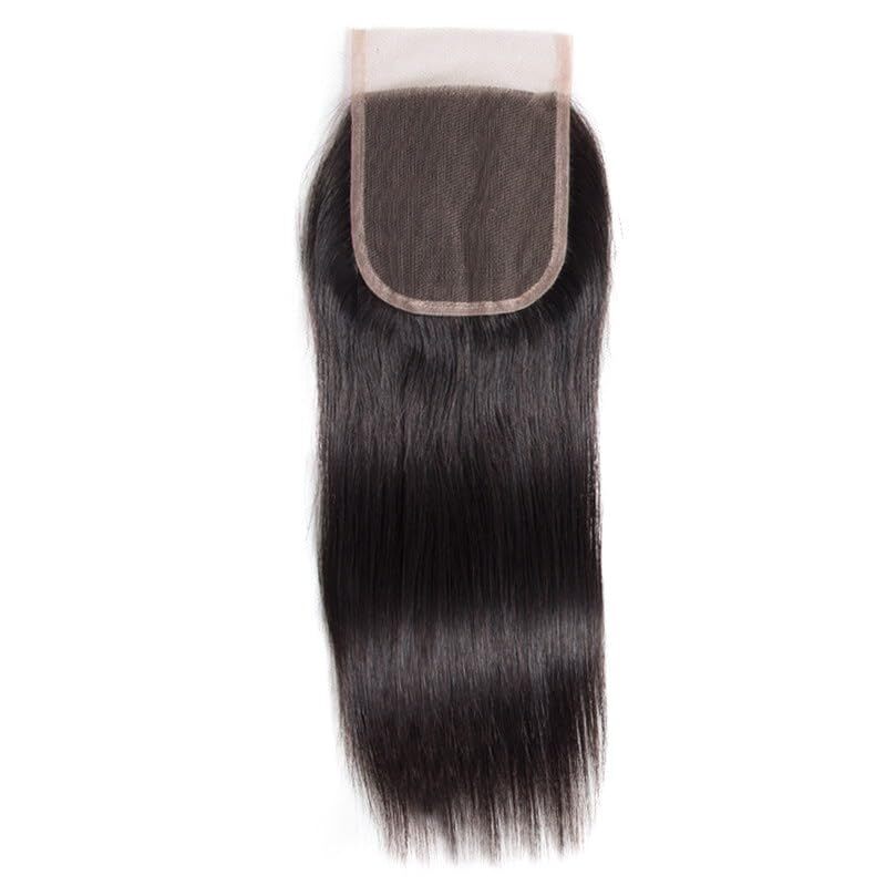 South Indian Temple Remy 4x4 Lace Closure 100% Human Hair, Swiss Lace Natural Black, 18 Inches