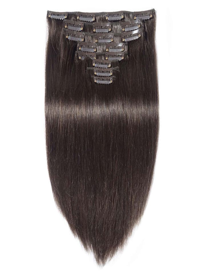 Indian Natural Straight Human Hair Clip In Extensions