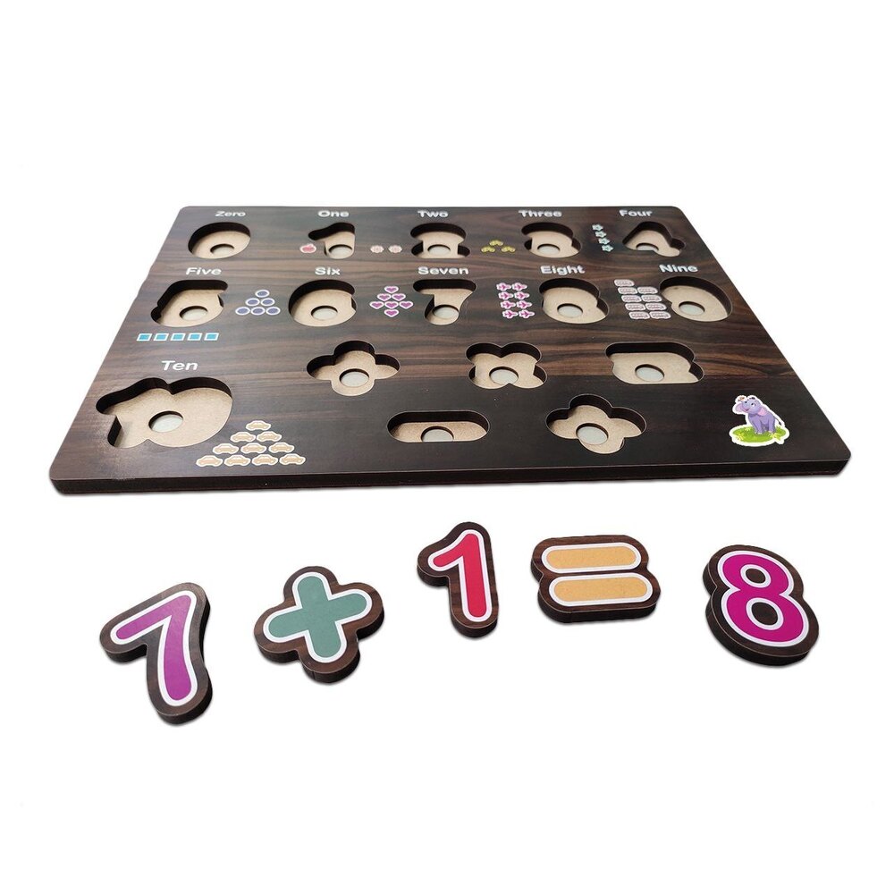Wooden Educational Learning Numeric Puzzle - Wooden Material, Square Shape, Brown Color | Engaging Tool For Number Recognition And Problem Solving Skills