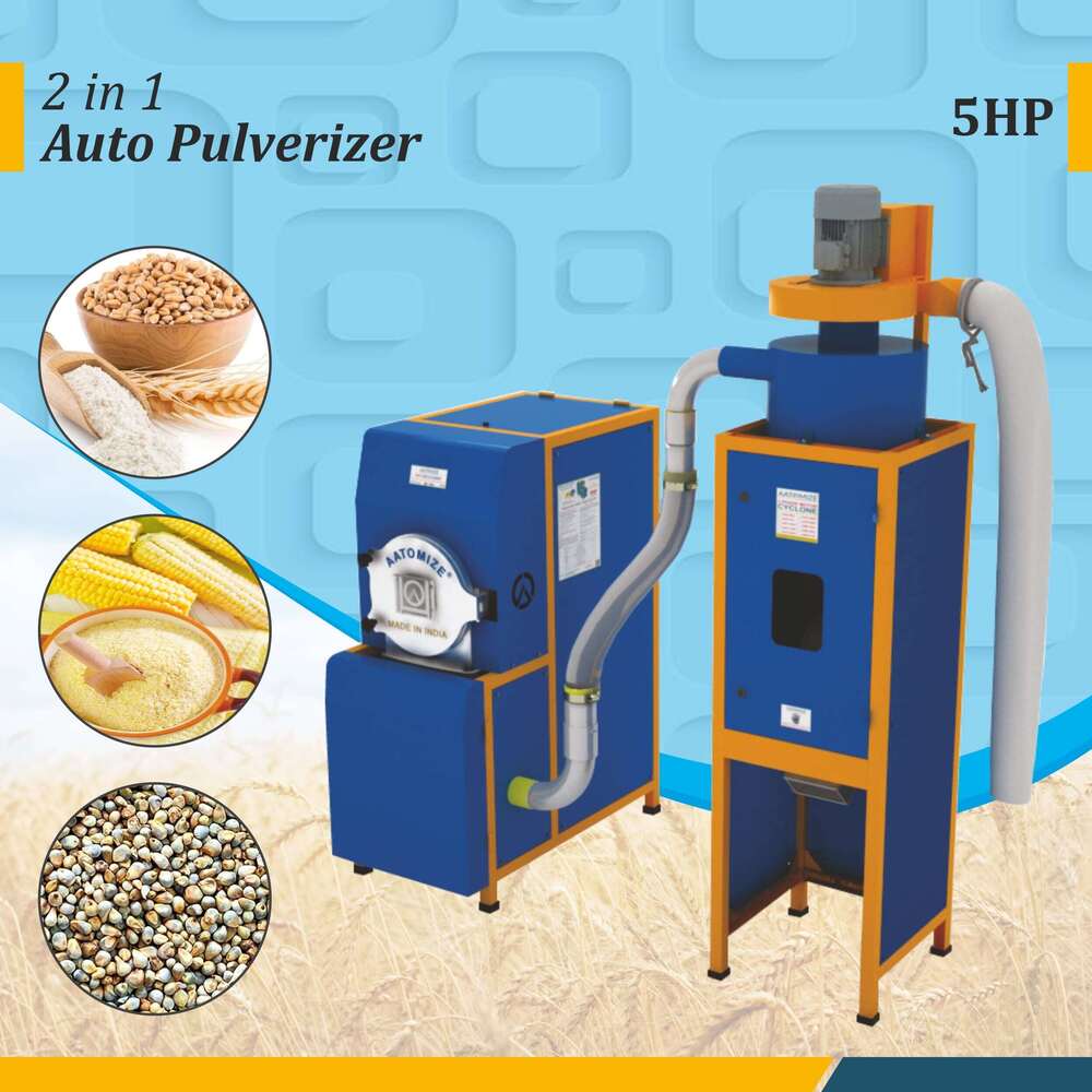 Mini Atta Chakki With Cyclone - 5Hp Double Chamber Grinder - Color: Blue