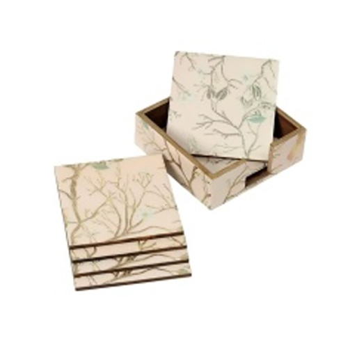 Set of 6 MDF Wood Enamel Coated Coaster Set