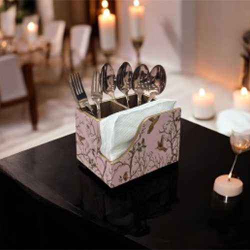 MDF Wood Cutlery Holder and Tissue Paper