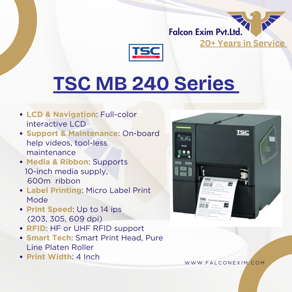 Tsc Mb 240t - All-metal Build, 4-inch Width, Versatile Media Compatibility , Linerless Kit, Internal Rewinder, Peel-off Kit