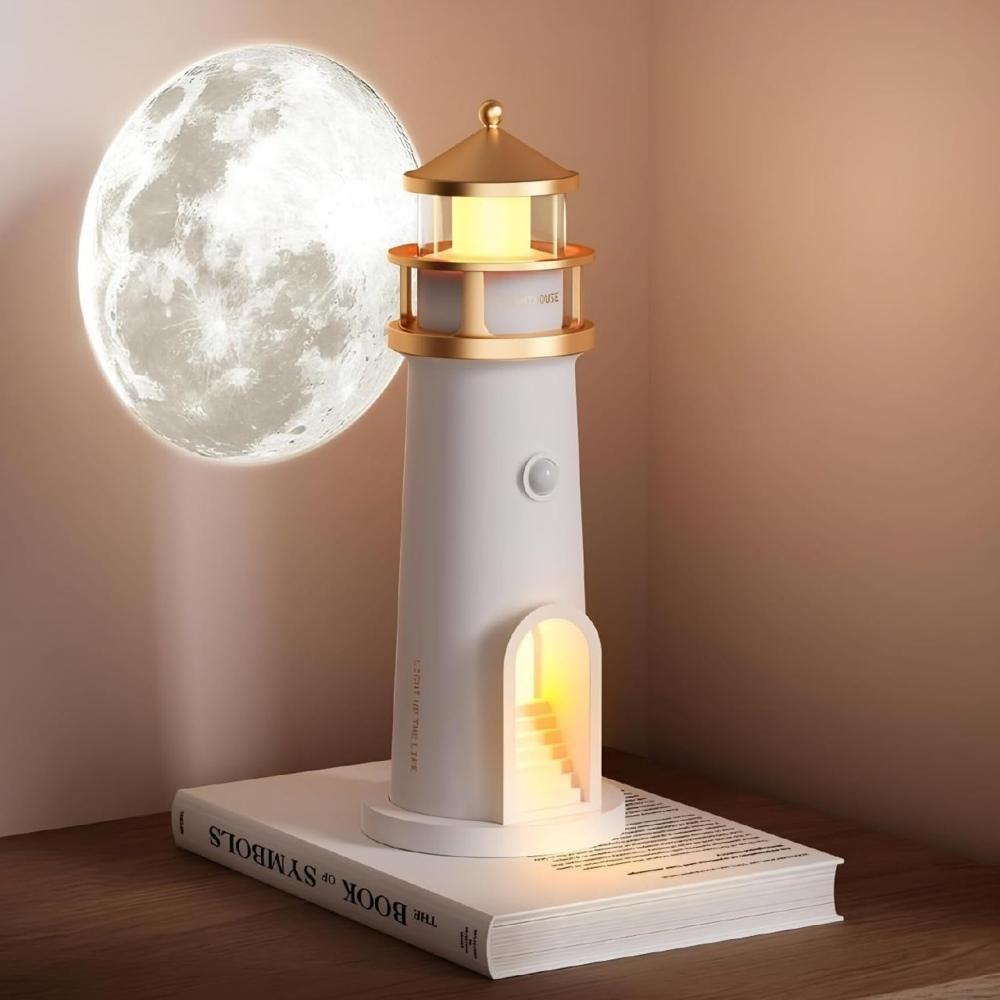 Lighthouse Moon Lamp Projector Night Light - Size: Standard