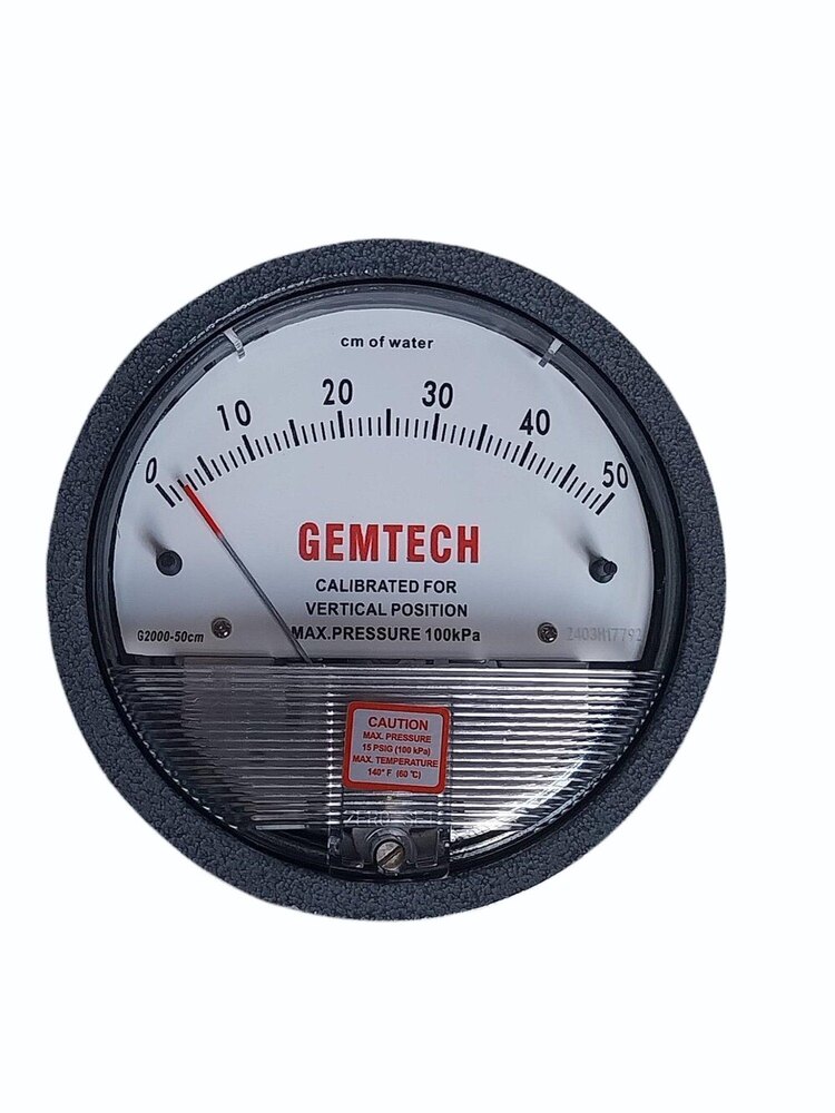 Model G2000-100cm Gemtech Differential Pressure Gauge Range 0-100 Cm W.c - Color: White / Black