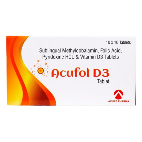 Sublingual Methylcobalamin Folic Acid, Pyridoxine HCL And Vitamine D3 Tablet
