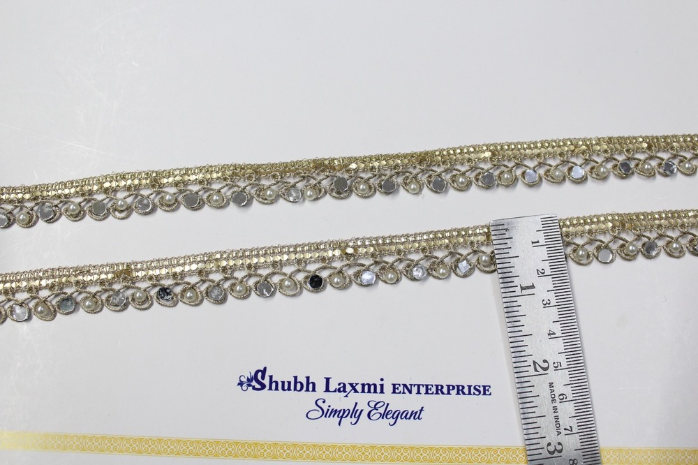 Moti Mirror Work Lace - Color: Golden
