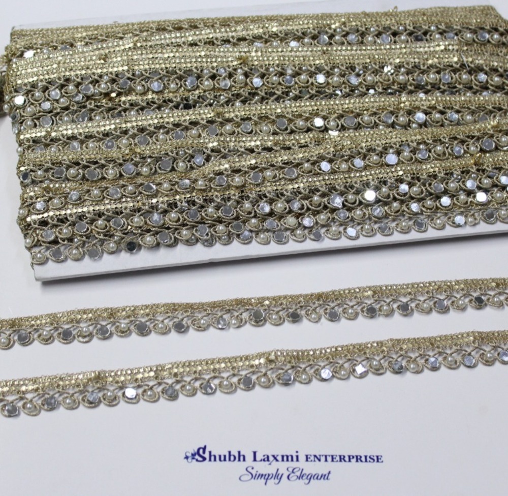 Moti Mirror Work Lace - Color: Golden