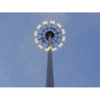 Round High Mast Lighting Pole - Mild Steel, 10-25 Meters Height, Silver Color, Led Lighting , Polished Surface Finish For Street Applications