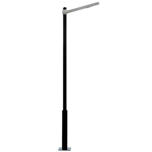 Single Arm Street Light Pole - Aluminum, 7 Meter Height, Polished Black Finish, 1-4 mm Thickness | Modern Design for Street Applications