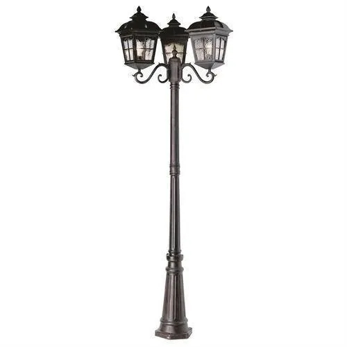 Decorative Garden Pole Light - Polished Mild Steel, 220V, Black Color, Energy-Efficient LED Lighting | Ideal for Garden Applications