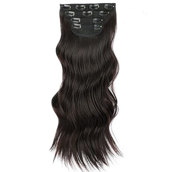 Vigorous Clip in Hair Extensions 4PCS Dark Brown Long Hair Extensions Clip (20 Inch )
