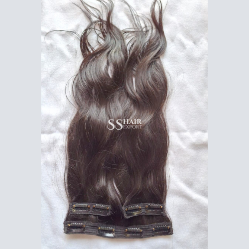 Clip In Hair Extensions Long Real Human Hair 3PCS Natural Indian Dark Brown Wholesale Supplier