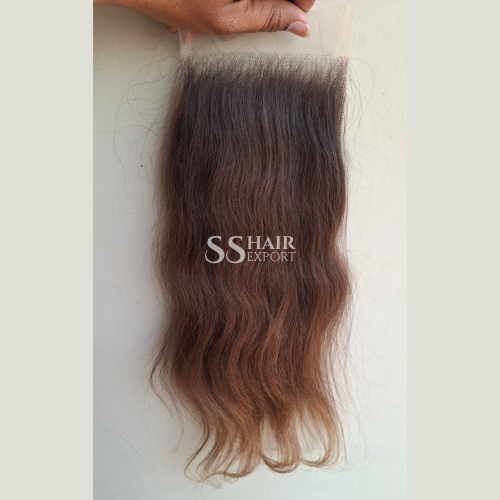 Light Brown 4 by 4 Closure Sew In Side Part HD Lace Transparent Indian Raw Human Hair