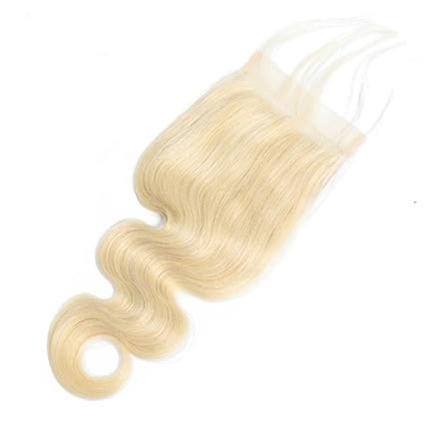 613 Blonde Lace Closure Body Wave 4x4 Invisible Transparent HD Lace Hair Closure  100% Russian Blonde Human Hair Extensions for Women Pre Plucked with Baby Hair 20 Inch