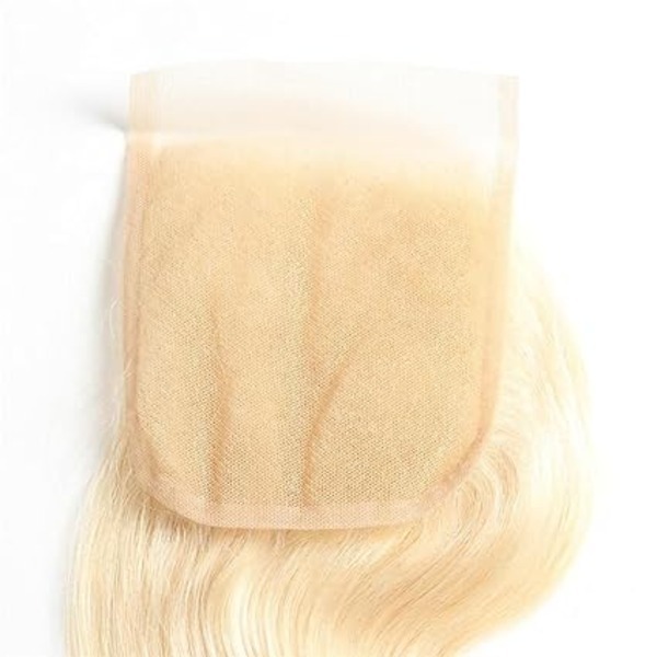 613 Blonde Lace Closure Body Wave 4x4 Invisible Transparent HD Lace Hair Closure  100% Russian Blonde Human Hair Extensions for Women Pre Plucked with Baby Hair 20 Inch