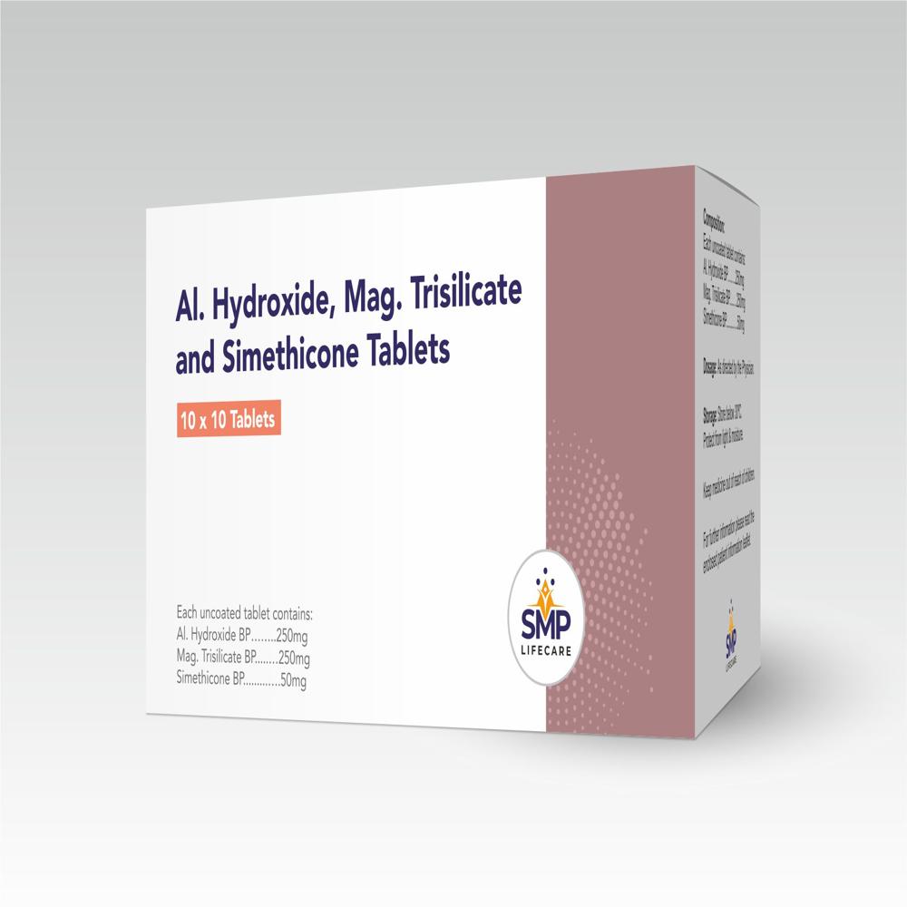 Al. Hydroxide, Mag. Trisilicate and Simethicone Tablets 250mg 250mg 50mg