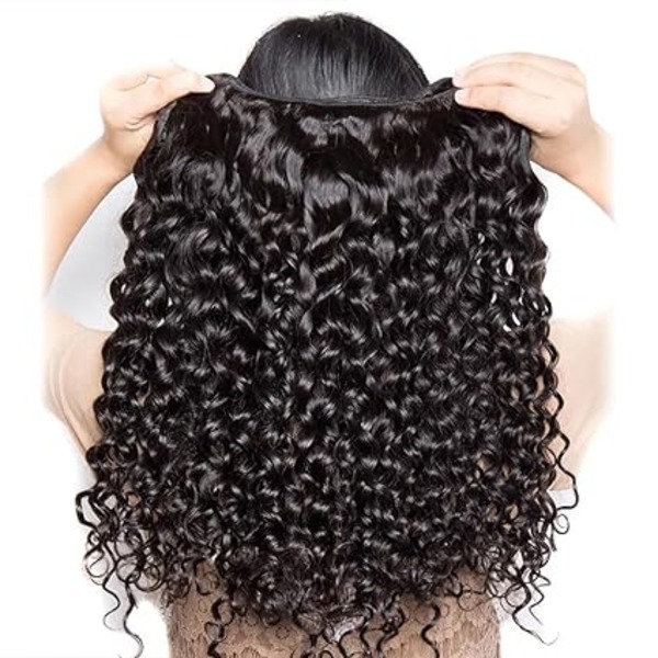 100% Brazilian Virgin Remy Hair Water Curly 4 Bundles Human Hair Double Weft for Women Natural Black
