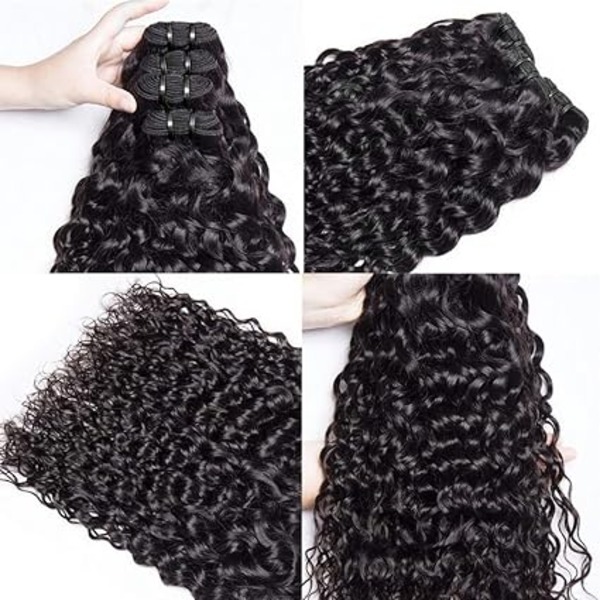 100% Brazilian Virgin Remy Hair Water Curly 4 Bundles Human Hair Double Weft for Women Natural Black