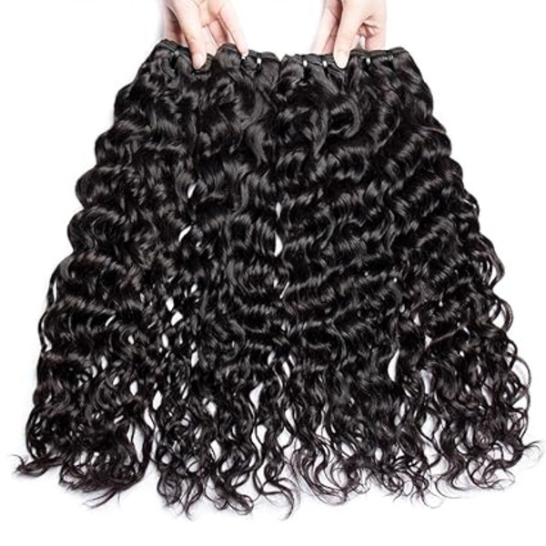 100% Brazilian Virgin Remy Hair Water Curly 4 Bundles Human Hair Double Weft for Women Natural Black