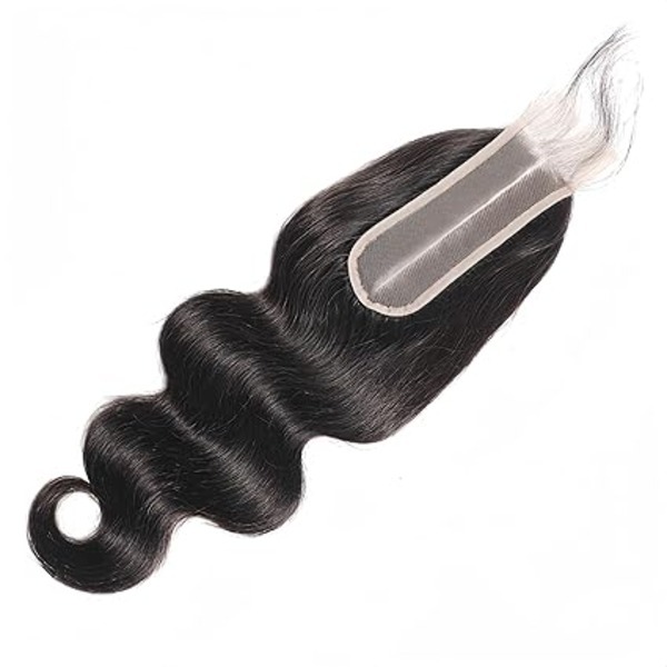2x6 Swiss Lace Closure Body Wave Remy Hair High Ratio Hair Closure Human Hair Middle Part Lace Closure Natural Color (20 Inch)