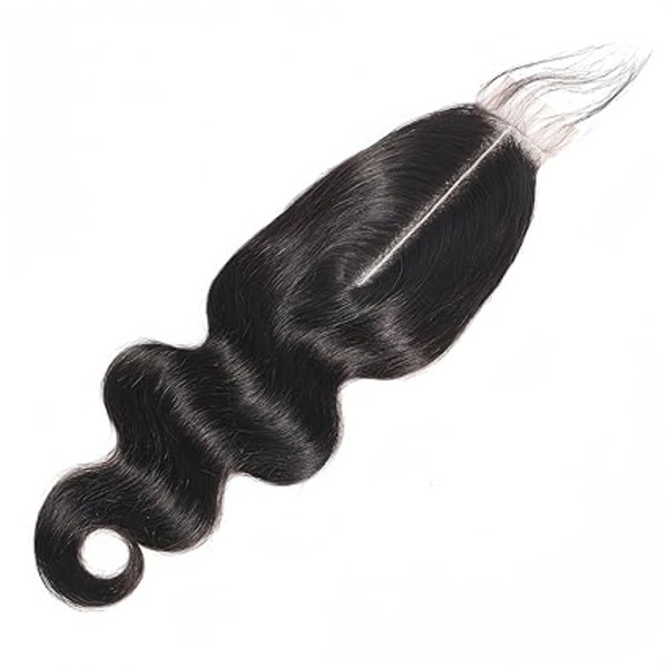 2x6 Swiss Lace Closure Body Wave Remy Hair High Ratio Hair Closure Human Hair Middle Part Lace Closure Natural Color (20 Inch)