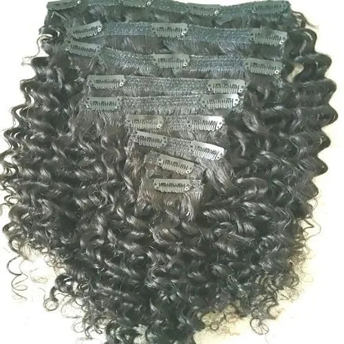 Curly Hair Clip In Extensions Indian Real Human Hair 8piece set Wholesale Supplier