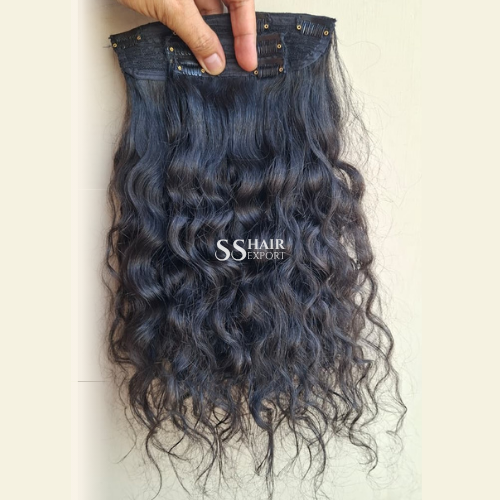 Natural Curly Clip In Hair Extensions Indian Human Hair 4 Piece Set Wholesale Supplier