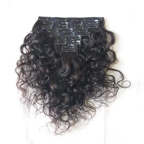 South Indian Temple Remy Curly Hair  Clip-In Hair Extension for Women  (10 to 28 Inch )