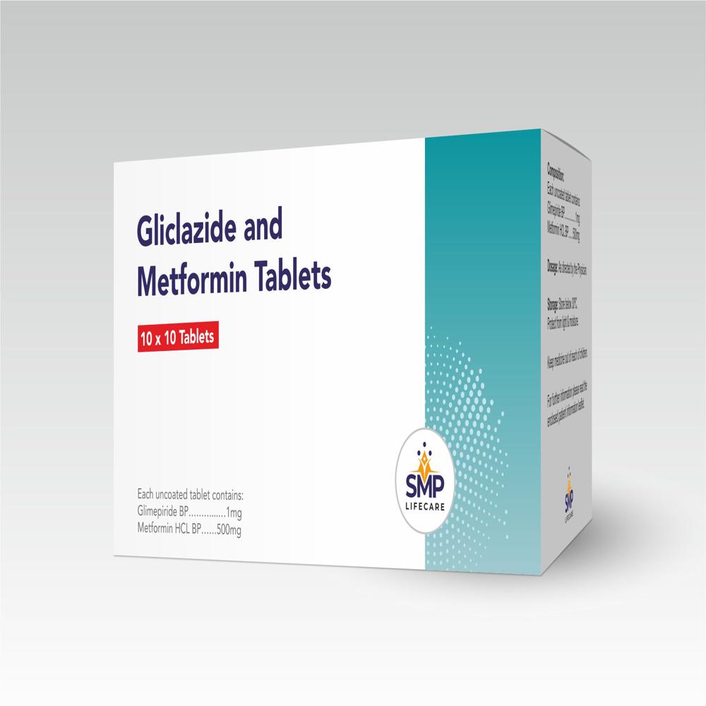 ग्लिक्लाज़ाइड 1mg और मेटफॉर्मिन 500mg टैबलेट्स