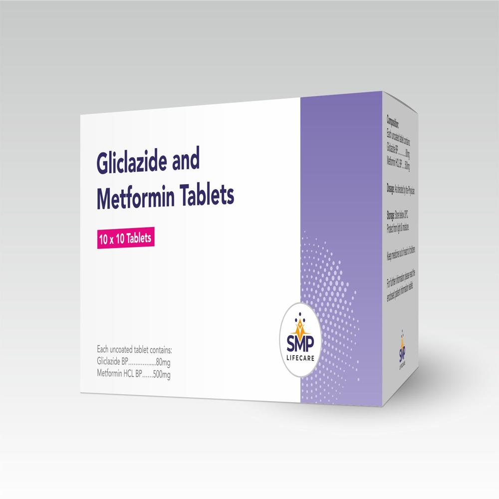 ग्लिक्लाजाइड 80mg और मेटफॉर्मिन 500mg टैबलेट्स