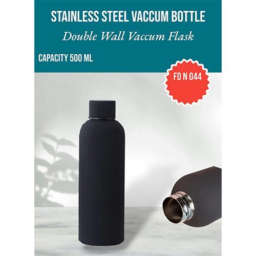 500 Ml Stainless Steel Double Wall Vacuum Bottle - Color: Black