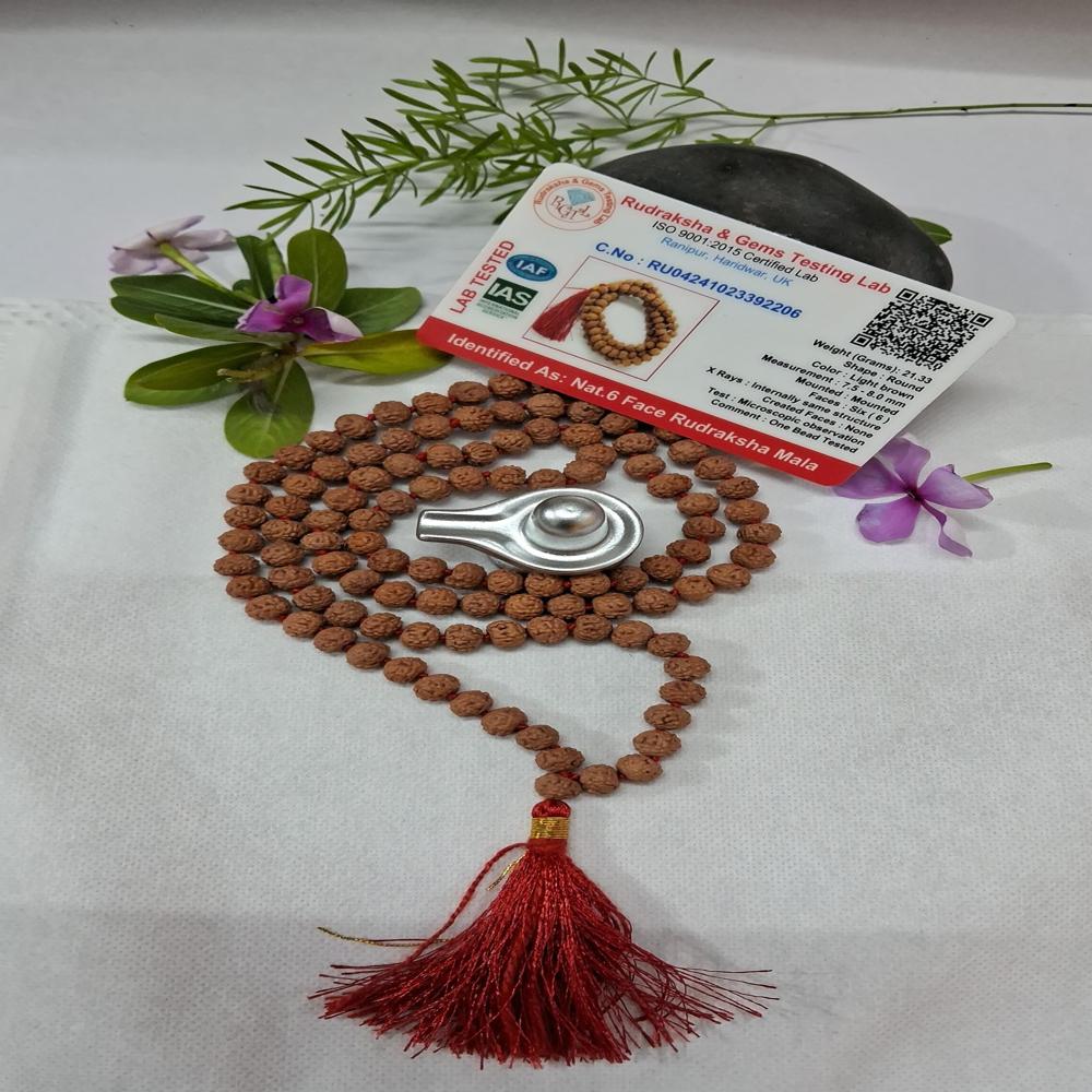 6 Mukhi Indonasian Rudraksha Mala - Color: Brown