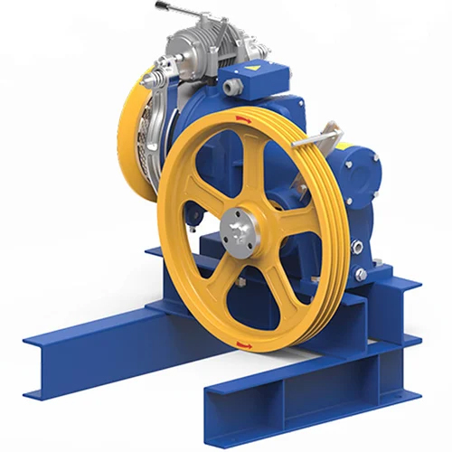 Geared Elevator Traction Machine - Color: Blue