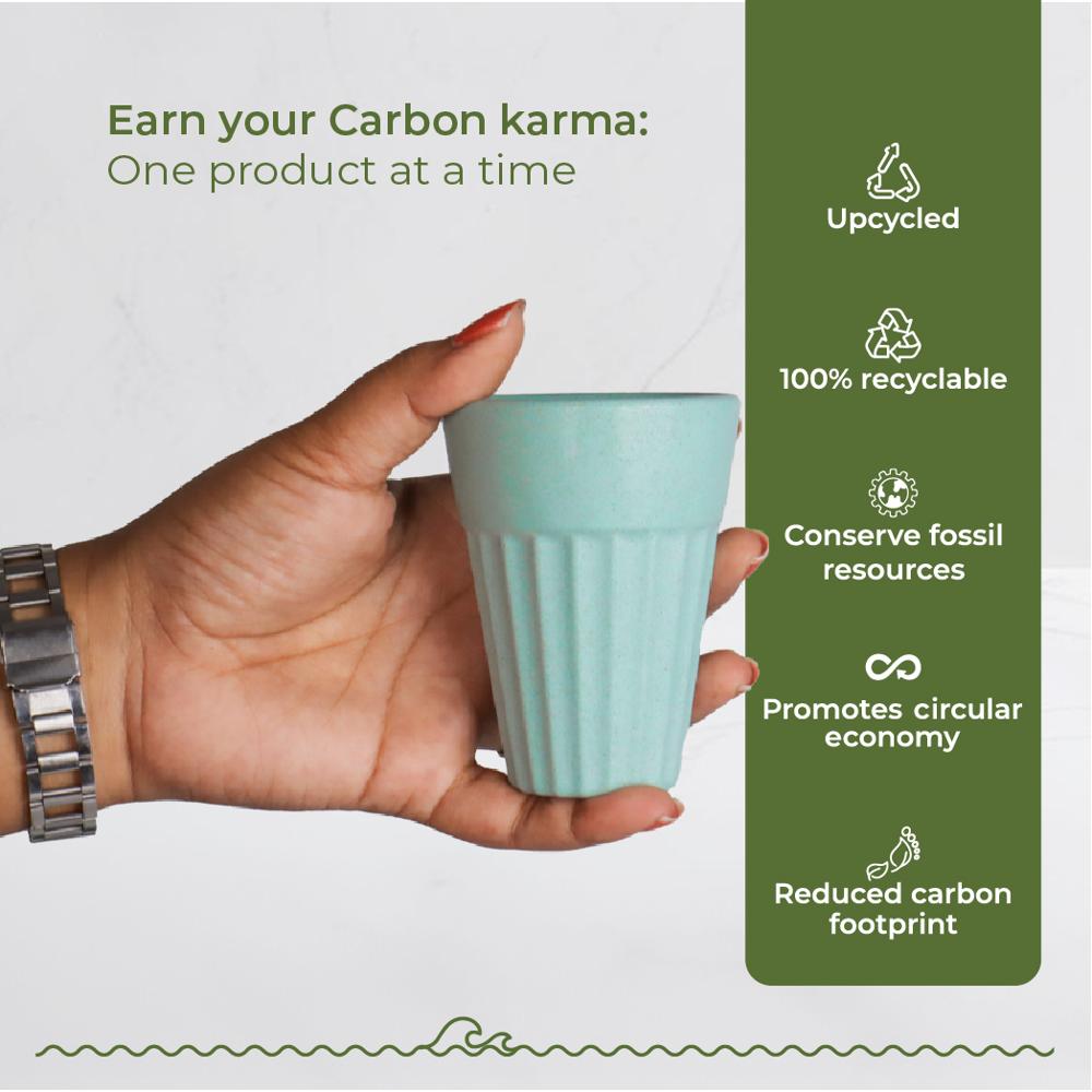 120ml Ocean Wave Pastel Green Eco Friendly Husk Chai Cup