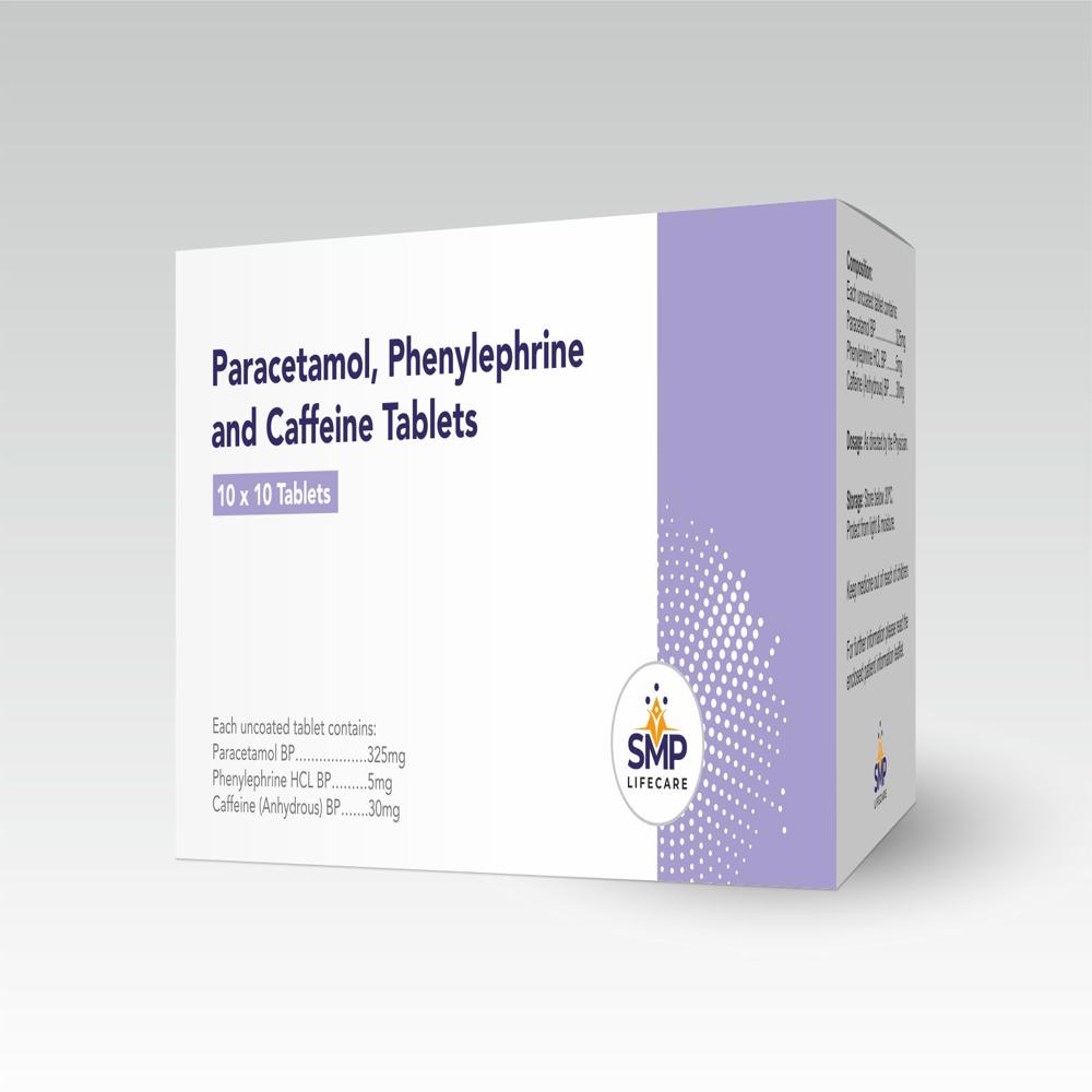 Paracetamol 325mg, Phenylephrine 5mg and Caffeine 30mg Tablets