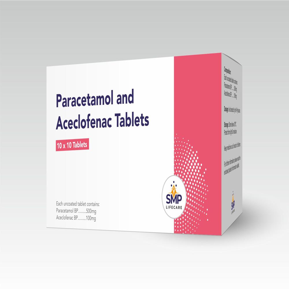 Paracetamol 500mg and Aceclofenac 100mg Tablets
