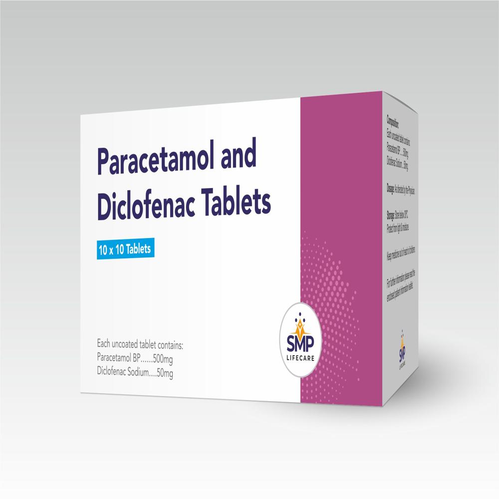 Paracetamol 500mg and Diclofenac 50mg Tablets