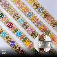Multi Thread Colour Beaded Lace - Color: Gold And Silver