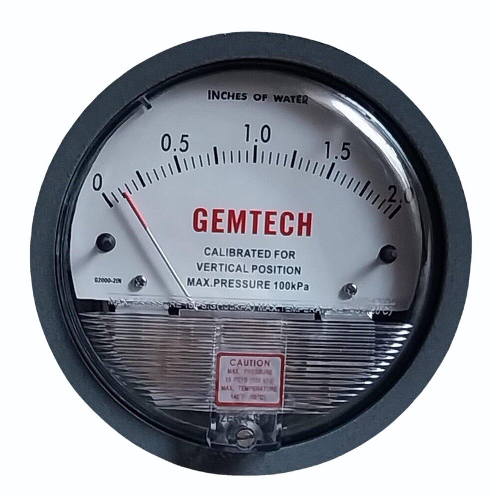 Model G2000-250CM GEMTECH Differential Pressure Gauge Range 0-250 CM W.C